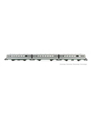 ARNOLD RENFE, DIESEL-AUTOMOTIVE-UNTERSERIE 591.300 „FERROBÚS“, MIT 3 WAGEN, SILBERNE DEKORATION OHNE UIC-KENNZEICHEN