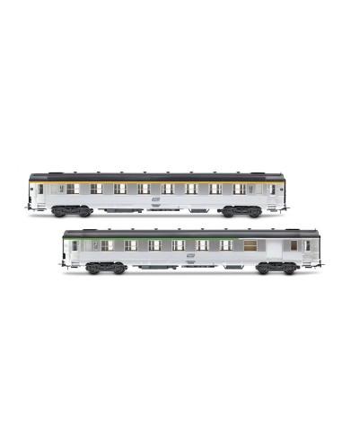 JOUEF SNCF, SET 2 COCHES DE PASAJEROS DEV INOX (CORTOS) CON Nº DE CLASE CORAIL