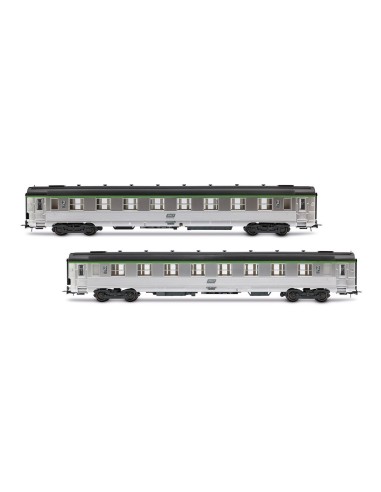 JOUEF SNCF, SET 2 COCHES DE PASAJEROS DEV INOX (CORTOS) CON Nº DE CLASE CORAIL