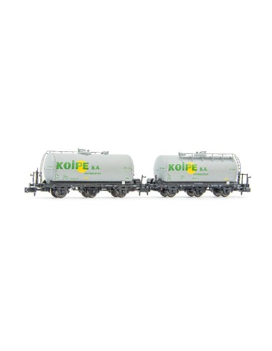 ARNOLD RENFE, SET AUS 2 3-ACHSIGEN KESSELWAGEN, „KOIPE“ GRAUE DEKORATION